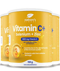 Nature's Finest by Nutrisslim Nature's Finest Vitamin C + Selenium + Zinc | 1000mg of Vitamin C per Serving | 100% Daily Dose of Zinc | Suitable for Vegetarians and Vegans