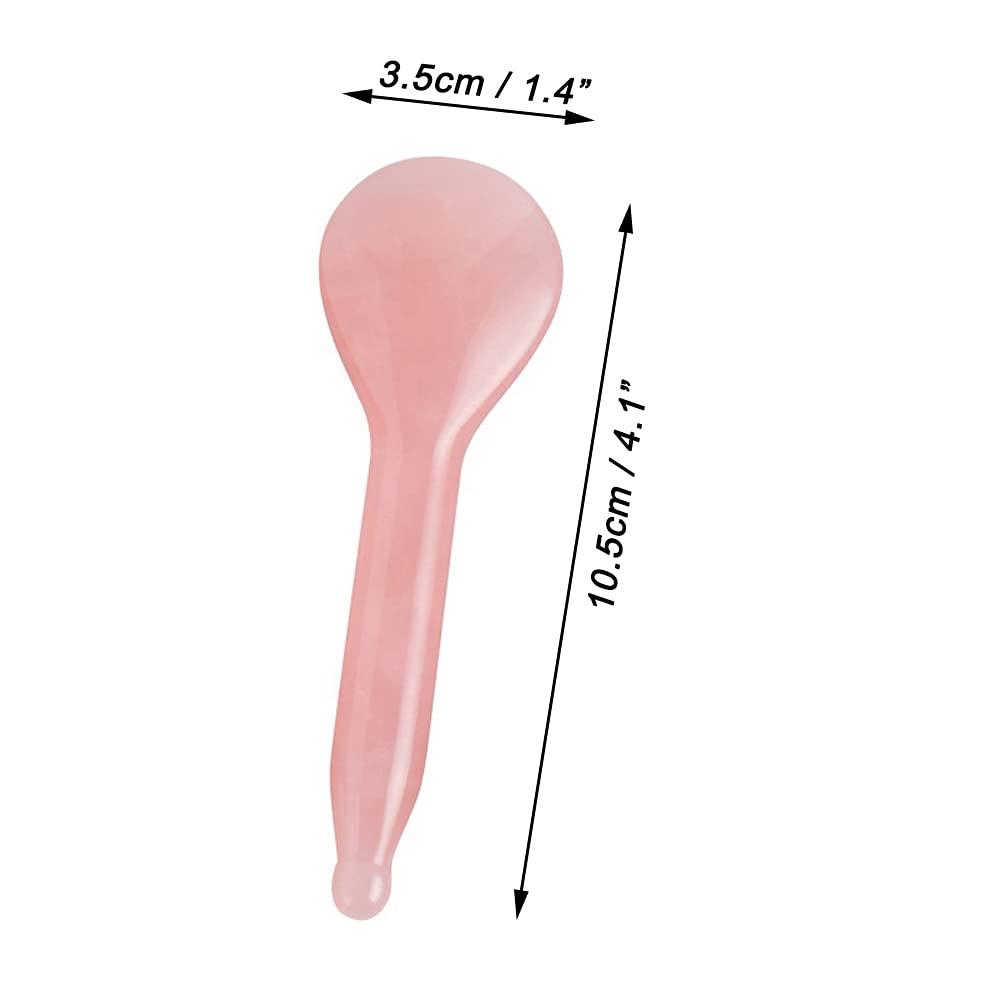 NewL Rose Quartz Jade Roller Real Jade Gua Sha Board Mushroom Massager Face Lifting Tool Facial Guasha Massage Tool (Spoon Shape)