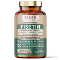 Time Health Fisetin - Ultra Pure - 100mg - 120 Capsules - Anti-Ageing - Autophagy - Senolytic - GMP Standards - UK Made - Vegan - 120 Capsules
