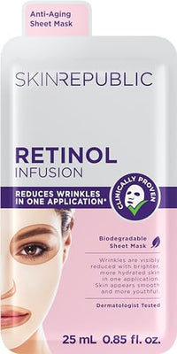Skin Republic Retinol Infusion Face Mask, Helps Smoothes the Skins Appearance, Brightens Dark Spots, 25ml
