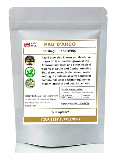 Your Best Supplement PAU D'ARCO Capsules 100% Pure (No additives No Fillers) Taheebo, Lapacho (60)