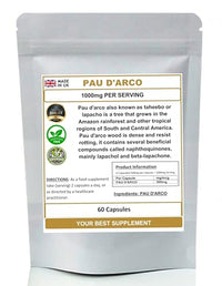 Your Best Supplement PAU D'ARCO Capsules 100% Pure (No additives No Fillers) Taheebo, Lapacho (60)
