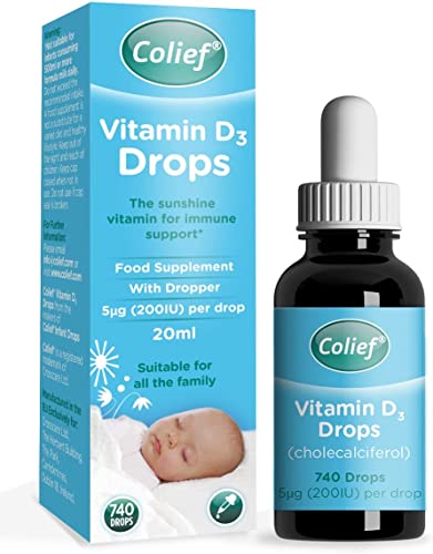 Colief Immune Support Bundle Contains Colief Vitamin D3 Drops | Liquid VIT D3 Supplement for Babies | Colief Vitamin C Drops for Babies | Infants Age +1 | 600 Drops