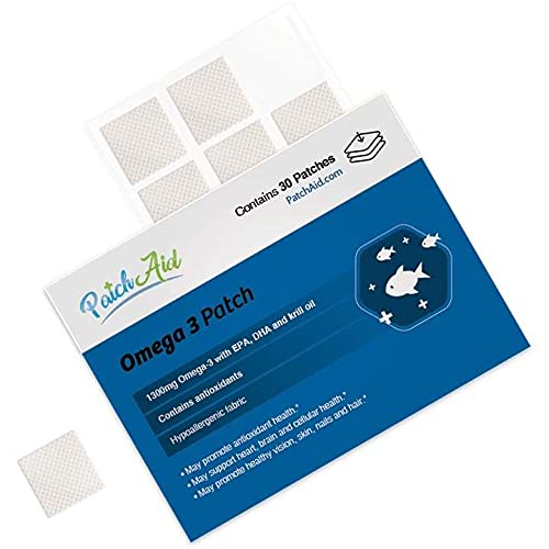 Patch Aid Omega 3-30 Daily Topical Patches. 100% Natural & Vegan. Allergy & Filler Free. High Absorption and More bioavailable. Suitable for Sensitive stomachs & bariatric.