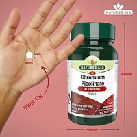 Natures Aid Chromium Picolinate 200µg - 90 Tablets - High Strength Supplement to Support Normal Blood Glucose Levels & Reduce Sugar Cravings - Vegetarian, Gluten Free - No Gummies or Capsules