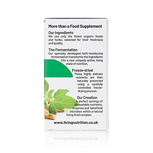 Living Nutrition Organic Fermented Ashwagandha (60 Capsules) | Support Sleep and Stress Reduction | 600mg Fermented Ashwagandha per Serving