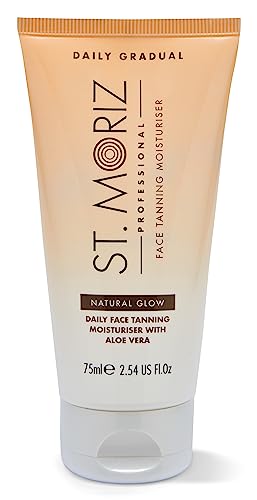ST. MORIZ St Moriz Professional Daily Face Tanning Moisturiser in Light | Hydrating Face Moisturiser with Gradual Fake Tan | With Aloe Vera & Vitamin E | Dermatologically Tested | Vegan | Cruelty Free | 75ml