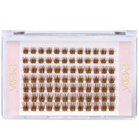 EMEDA Brown Individual Cluster Lashes D Curl Mix 8mm 10mm 12mm Brown DIY Eyelash Extensions Clear Band Natural Look Light Brown Lash Clusters Colored Cluster lashes (LB mix)