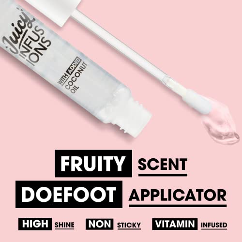 Collection Cosmetics Gloss Me Up Juicy Infusion Lip Gloss, With Added Coconut Oil, Coconut Scented, 9ml, Clear