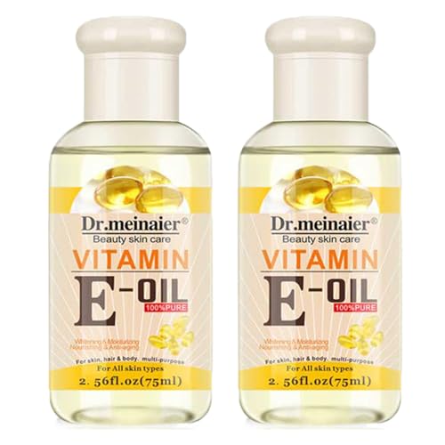 DMQ Vitamin E Skin Oil,2PCS Anti Aging Face Oil and Serum,Body Moisturizer,Face Massage Oil,Vitamin E Body Oil,Anti Acne & Relieve Itchy Skin,Hydrating Body Oil Moisturiser- Face & Body & Hair -75ML*2