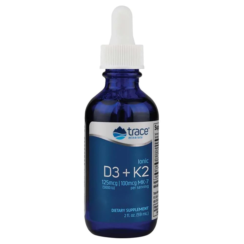 Trace Minerals Research Liquid Ionic D3 + K2, Depot, 4 Drops Every 5 Days, 58ml, Laboratory Tested, Gluten Free, Soy Free, GMO Free, High-Strength