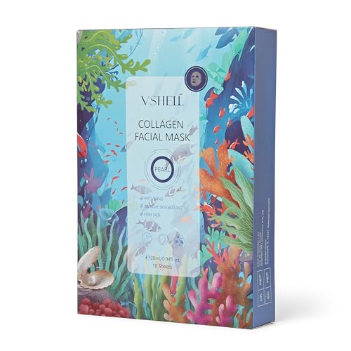 Skincare Facial Mask VSHELL (Pack of 10) Ultimate Facial Sheet Mask: Brightening, Anti-Aging, Hydrating, and Skin Tone Evenness (Japanese Sakura)