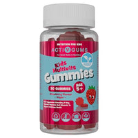 Activ Gums Kids Multi Vits 30 Vegan Gummies. Strawberry Flavour. for Wellbeing and Vitality. with 9 Essential Vitamins A, D, E, C, B3, B6, B12, B5 & Iodine. for Ages 5+ by ActivGums®