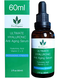 Pro-Elegance Hyaluronic Acid Serum for face 60ml Bottle Anti ageing & wrinkle Cruelty Free Best Pure Liposome Moisturiser with Vitamin C Green Tea Vitamin E & Organic Jojoba Oil