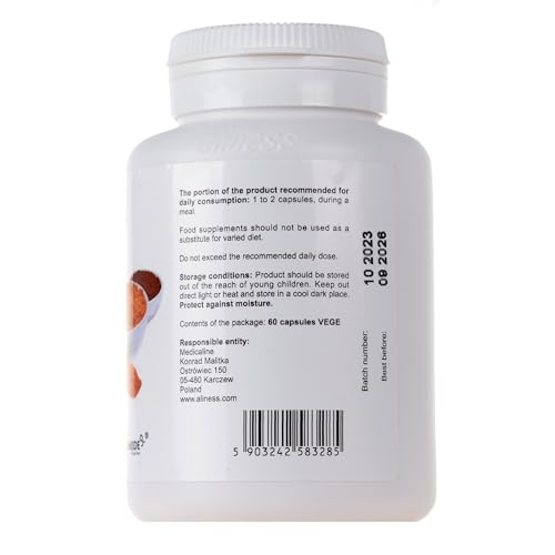 Aliness Curcumin 3 Plus with Piperine, 60 Vegan Capsules