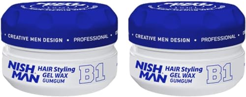 Nishman Hair Styling Wax for Men, B1 GumGum, Gummy Wax 150 ml | Edge Control | Ultra High Strong Hold | Hair Clay Aqua Wax (2 Pack)