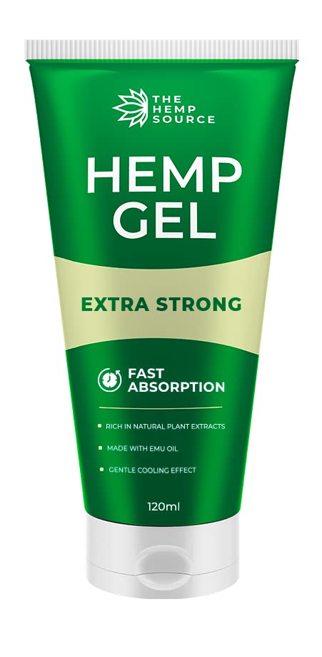 The Hemp Source Hemp Active Gel | High Strength Hemp Oil Formula | Hemp Intensive Gel with Emu Oil, Menthol & Aloe Vera | Rich in Natural Extracts | for Back, Neck, Hands, Feet | Large 120ml Tube