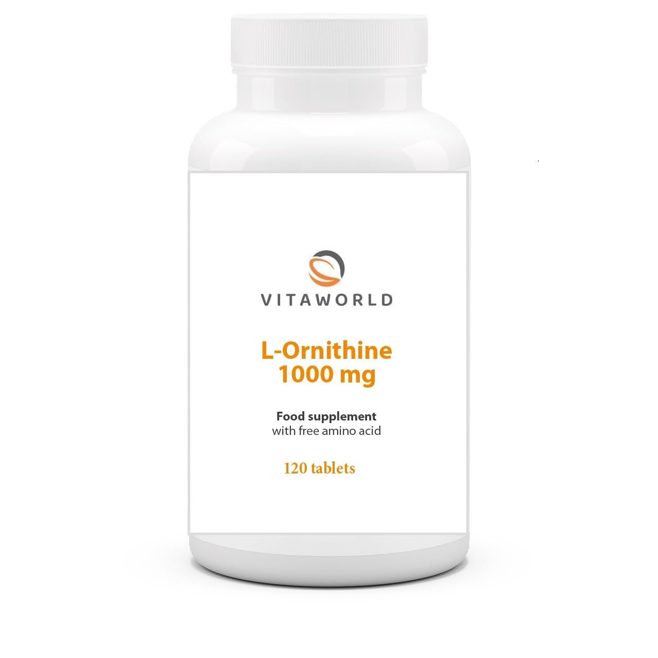 Vita World Vita world L-Ornithine 1000 mg l 120 Tablets l Highly dosed l Vegan l Ideal as a Supplement for an Increased Protein Intake l no additives l Gluten and Lactose-Free