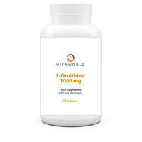 Vita World Vita world L-Ornithine 1000 mg l 120 Tablets l Highly dosed l Vegan l Ideal as a Supplement for an Increased Protein Intake l no additives l Gluten and Lactose-Free