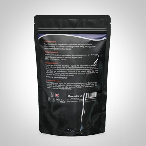 NEO-NUTRITION Magnesium Citrate 500MG for Calm, Relaxation, Constipation & Digestion Health Support | High Absorption Supplement with Elemental Magnesium Oxide | Non-GMO, Soy-Free | 60 Capsules