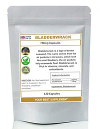 Your Best Supplement Bladderwrack Capsules 750mg- Natural, Seaweed KELP (Pure no Additives) (120)