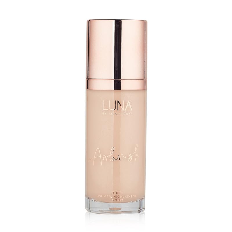 LUNA BY LISA JORDAN LUNA 3 in 1 Airbrush Primer Makeup, Highlighter and Skin Tint - Weightless and Breathable Illuminating Primer - Fine Line & Pore Minimizer Primer - Light Shade