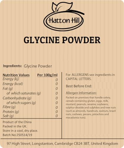 Glycine Powder 500g – Pure Amino Acid Supplement for Sleep, Muscle Recovery, and Anti-Aging – 100% Vegan, Non-GMO by Hatton Hill