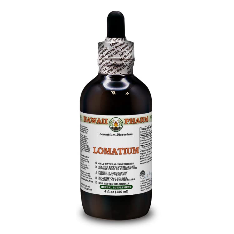 Hawaii Pharm Lomatium (Lomatium Dissectum) Dry Root Alcohol-Free Liquid Extract Glycerite 120 ml