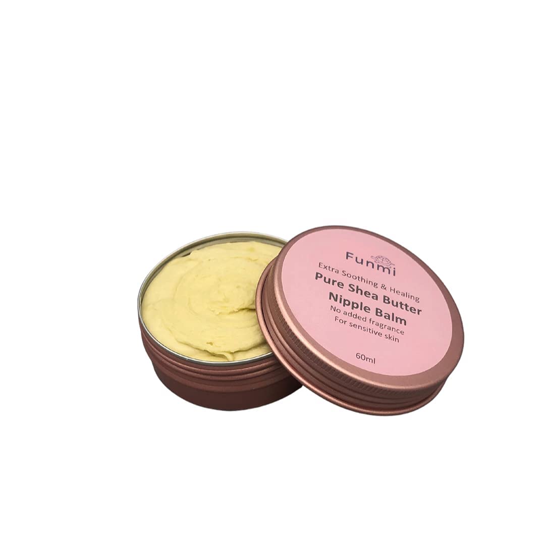 Funmi Pure Shea Butter Nipple Balm - Nipple Cream Quick Relief for Sore Nipples and Dry Skin - Shea Butter - 100% Pure and Natural Nipple Cream Breastfeeding - 60ml