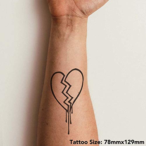 Azeeda 'Broken Heart' Temporary Tattoo - Water Resistant, Skin-Safe, Non-Toxic Transfer (TO00018151)