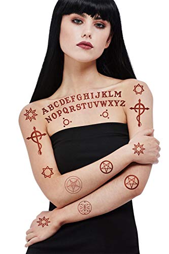 Smiffys Make-Up FX, Satanic Tattoo Transfers, Cosmetics and Disguises Fancy Dress, Halloween Fancy Dress Accessories Dress Up Cosmetics & Disguises.