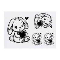 Azeeda 4 x 'Sweetheart Rabbit' Temporary Tattoos - Water Resistant, Skin-Safe, Non-Toxic Transfers, Mixed Sizes (TO00075832)
