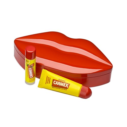 Carmex CARMEX Limited Edition Lip Tin (1x Classic Tube & 1x Strawberry SPF15 Stick) Softens & Hydrates Lips