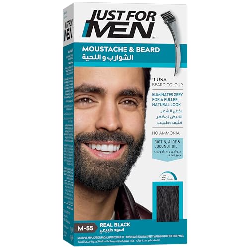 Just For Men M55 Moustache and Beard Facial Hair Color Real Black