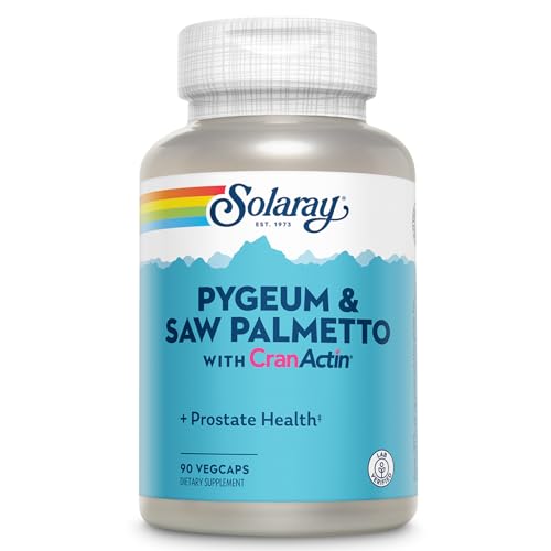 SOLARAY Pygeum and Saw Palmetto with CranActin - Prostate Health Supplement with Pygeum Bark, Saw Palmetto Extract and Cranberry Extract, Lab Verified, 60-Day Guarantee (15 Servings, 90 VegCaps)