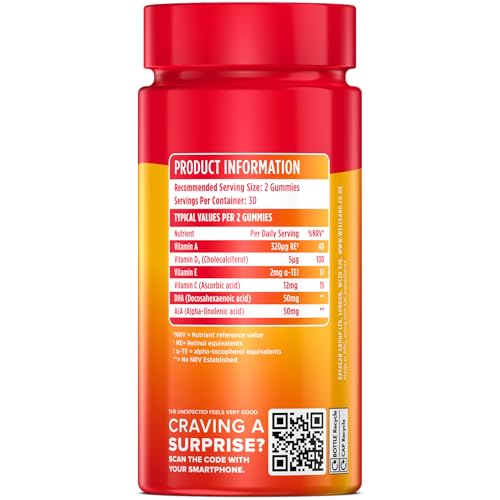 Wellgard Vegan Omega 3 Gummies by Wellgard - Chewable Algae-Derived DHA & ALA, Omega 3 Supplements, Allergen-Free, Natural Flavour, Formulated in UK