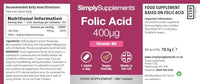 Simply Supplements Folic Acid 400µg (Vitamin B9) | Supports Maternal Folate Status | Suitable for Vegans & Vegetarians | 360 Tablets = 12 Months' Supply | Pregnancy Care | Manufactured in The UK