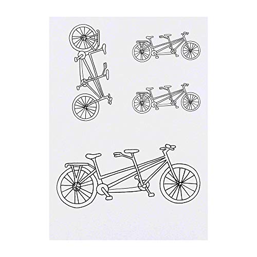 4 x 'Tandem Bicycle' Temporary Tattoos - Water Resistant, Skin-Safe, Non-Toxic Transfers, Mixed Sizes (TO00014156)