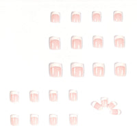Albiuev 24PCS Short False Nails with Glue Stickers,Coffin Full Cover Acrylic Press on Nails no Glue,Simple Short White French Fake Nails for Women and Girls Nail Art.