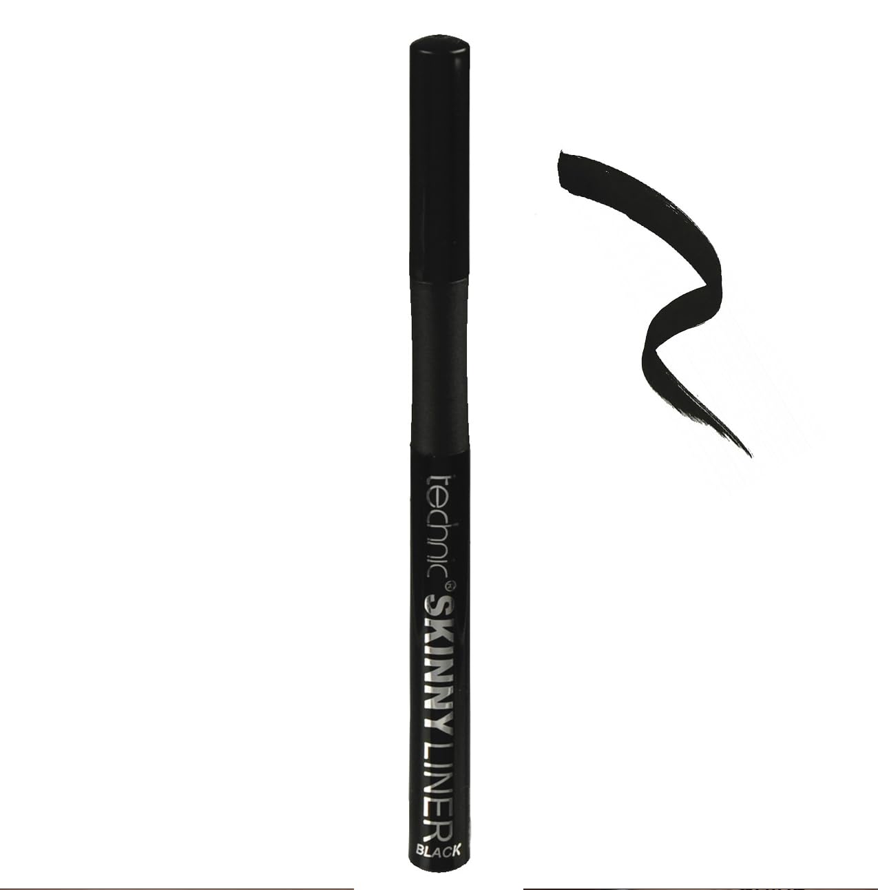 Technic Skinny Felt Tip Liquid Eyeliner - Black Precision Tip & Soft Grip Pen For Long Lasting, Quick Flick Natural or Statement Looks - Suitable for Beginners - 1.5ml
