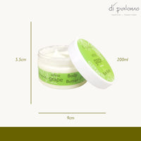 Di Palomo White Grape & Aloe Body Butter 200ml. Body Moisturiser & Body Lotion. Shea Butter Body Butter with Skin Care. Body Butter for Women & Body Moisturiser for Women. Vegan Gifts.