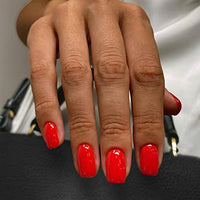 JUSTOTRY 24 Pcs Red False Nails Short Pattern,Solid Square Press on Nails,Glossy Fake Nails Medium for Nails Art,Pretty Squoval French Stick on Nails for Women and Teens Gifts