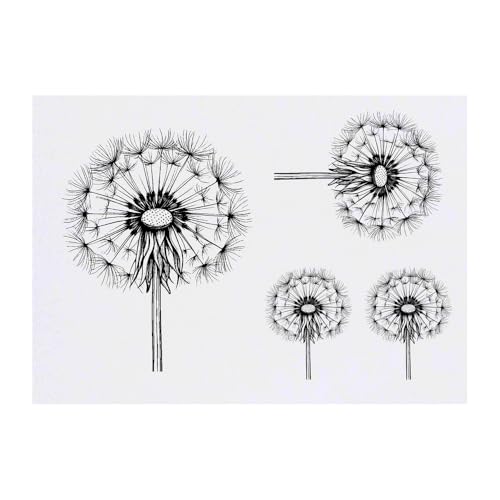 Azeeda 4 x 'Single Dandelion' Temporary Tattoos - Water Resistant, Skin-Safe, Non-Toxic Transfers, Mixed Sizes (TO00083792)