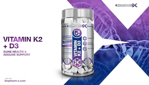 Maximum Strength 4000+ IU Vitamin D + 100ug Vitamin K2 (120 Vegetarian Tablets) 100% Pure Certified Vitamin D3 / Vitamin K - Manufactured in The UK by BioPharmX