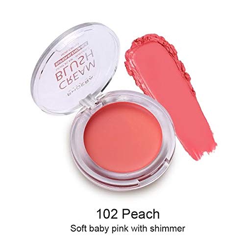 Phoera PHOERA Makeup Face Cheek Blush Cream Matte Blusher Super blend-able Sweat-Resistant Pressed Foundation Non_Greasy Palette AQUAPURITY (102 PEACH)