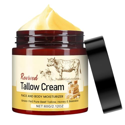 TBeautfave Organic Grass-Fed Beef Tallow & Honey Balm - Beef Tallow Skin Care -Tallow Face Cream for Women & Men