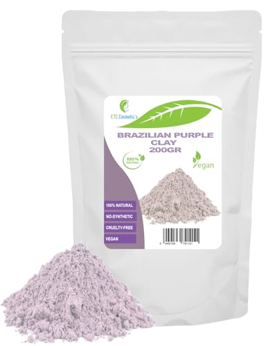 ETC Cosmetic`s Brazilian Purple clay - 200 gr - DIY Face Masks, Body Mask, Hair Mask, Soft Peels and Scrubs, Soap Making, Anti-Ageing & Skin firming, Natural And Chemical Free