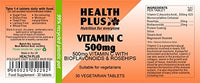 Health Plus Vitamin C 500mg : Vitamin C Supplement : 30 Tablets, in a Planet-friendy 99% Recycled Pot
