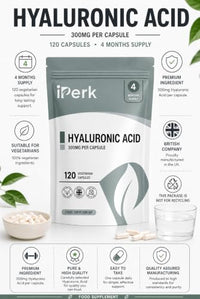 iperk Hyaluronic Acid 300mg | 120 Capsules 4 Months Supply | Hyaluronic Acid Supplement