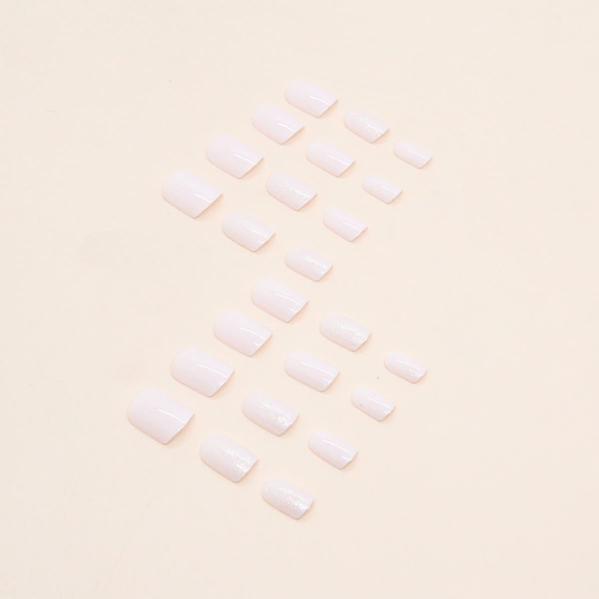 JUSTOTRY 24 Pcs Milky Short False Nails Pattern,White Solid Square Press on Nails,Glossy Fake Nails Medium for Nails Art,Glitter Squoval French Stick on Nails for Women and Teens Gifts
